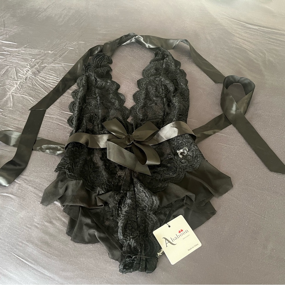 Abanoon Black Lace Teddy Lingerie